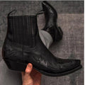 Lucas | Męskie kowbojki w stylu retro z haftem, buty kowbojskie | Erwnn | Czarny
