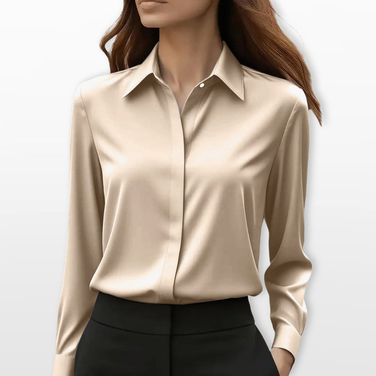 Madlen | Satynowa koszula damska, elegancka bluzka do biura | Erwnn