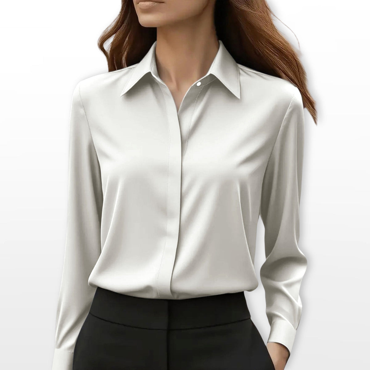 Madlen | Satynowa koszula damska, elegancka bluzka do biura | Erwnn