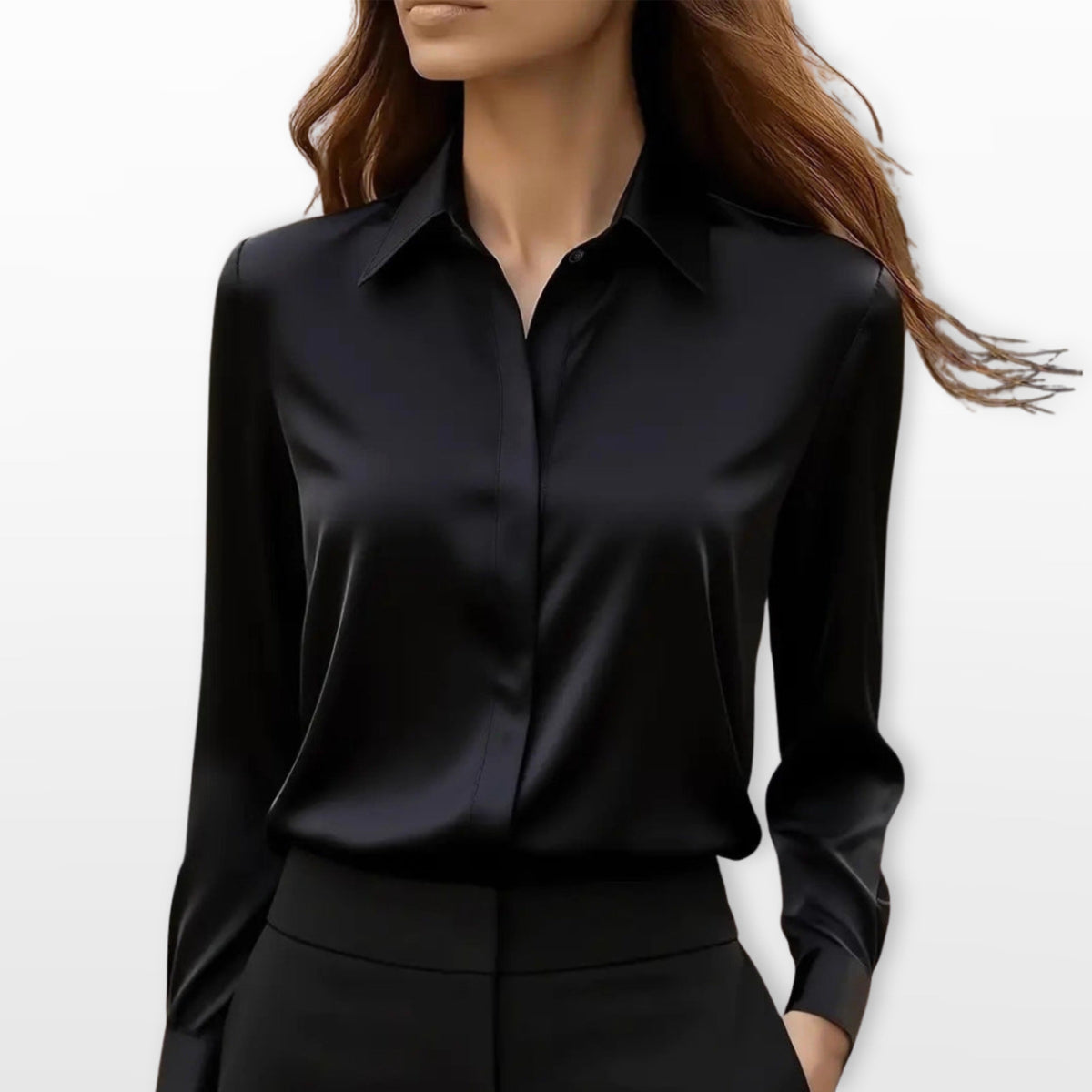 Madlen | Satynowa koszula damska, elegancka bluzka do biura | Erwnn