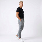 Marek | Męskie spodnie w kratę windowpane, eleganckie spodnie biznesowe | Erwnn