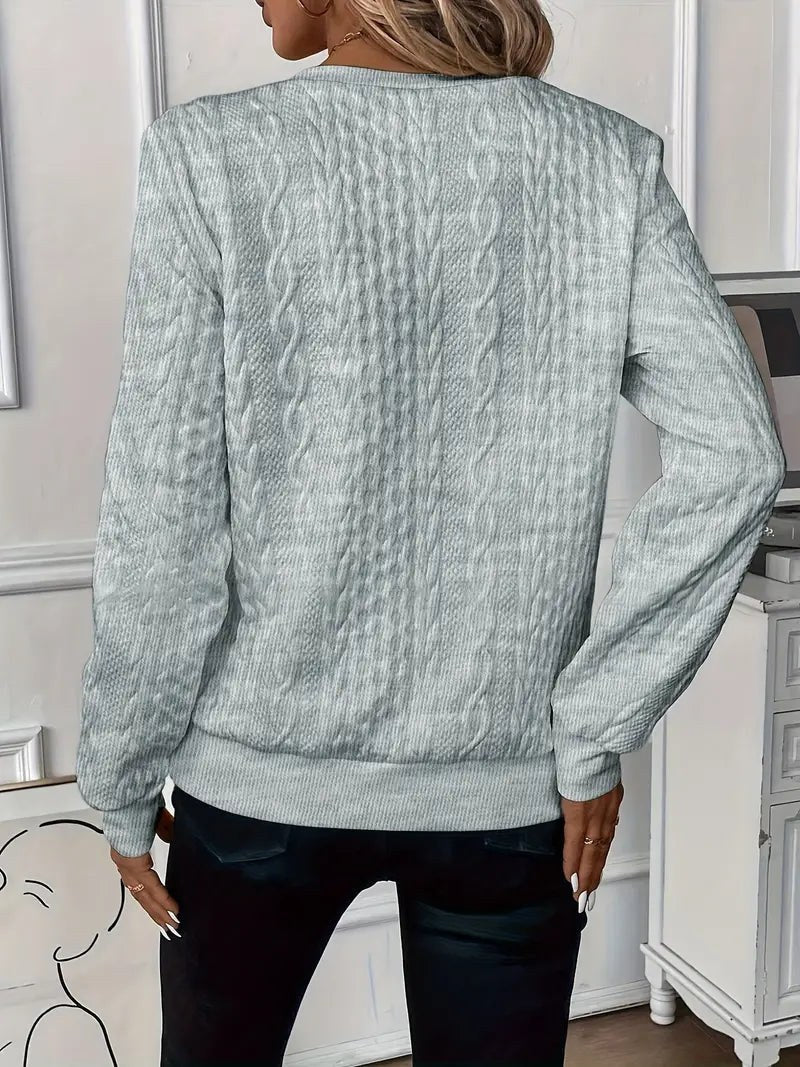 Margot | Damski sweter z krótkim zamkiem, przytulny sweter na co dzień | Erwnn | Szary