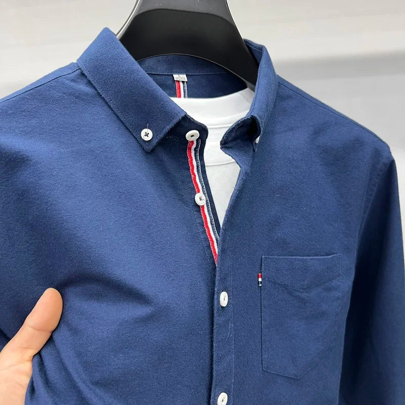 Florian | Męska koszula oksfordzka z kołnierzykiem zapinanym na guziki z długim rękawem w stylu elegancko-codziennym | Erwnn