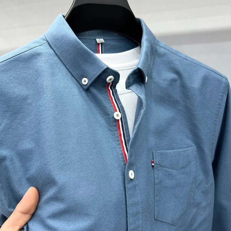 Florian | Męska koszula oksfordzka z kołnierzykiem zapinanym na guziki z długim rękawem w stylu elegancko-codziennym | Erwnn