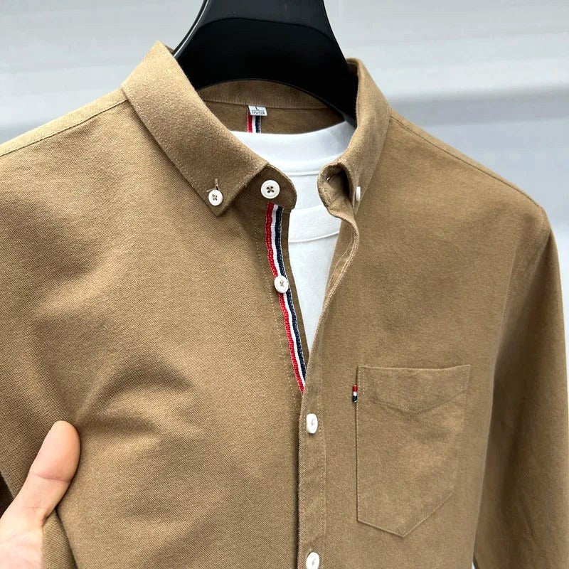 Florian | Męska koszula oksfordzka z kołnierzykiem zapinanym na guziki z długim rękawem w stylu elegancko-codziennym | Erwnn