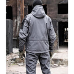 Michael | Męski wodoodporny dres termiczny z wieloma kieszeniami, funkcjonalny dres jesienny | Erwnn | Szary (zestaw 2 szt.)