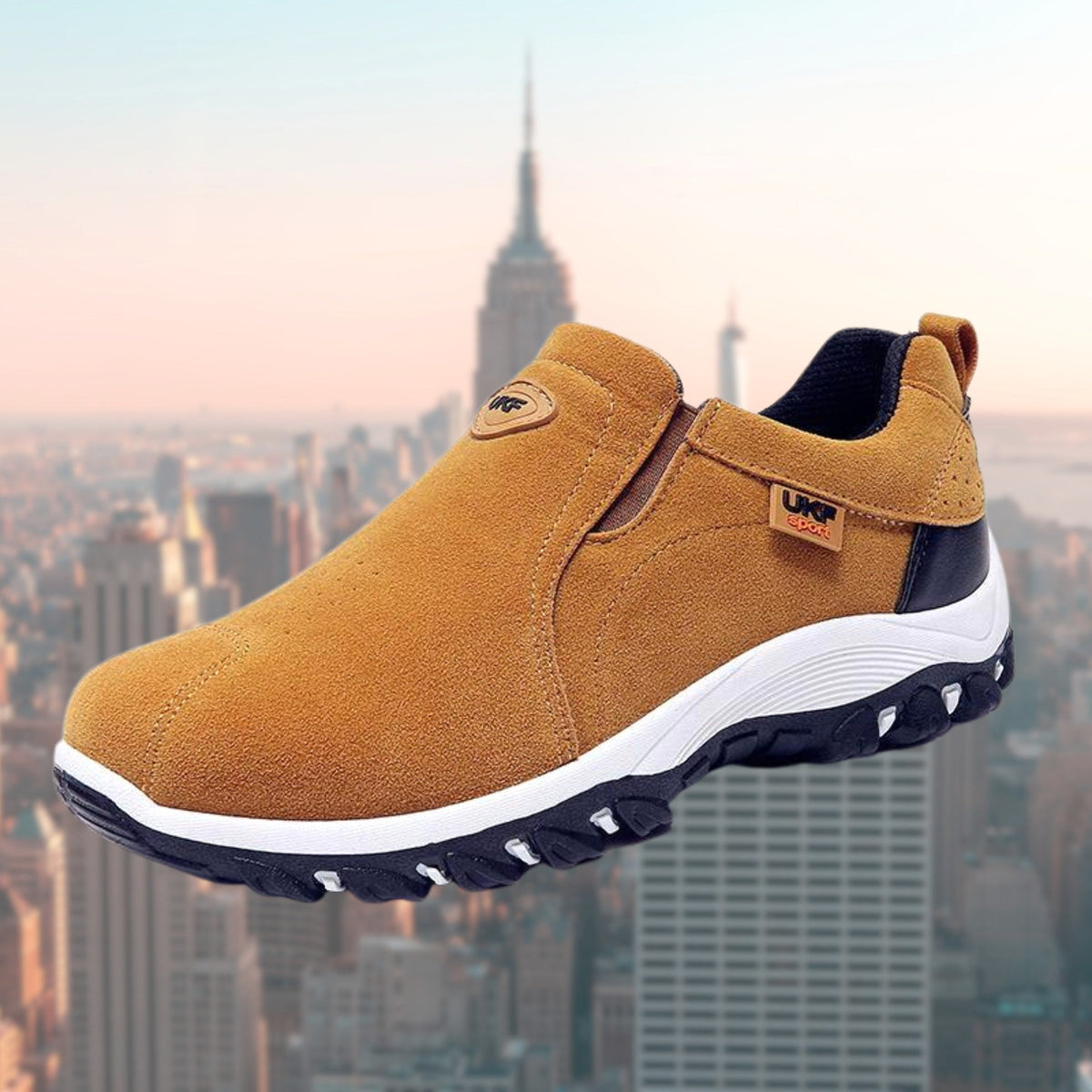 Moritz | Męskie buty wsuwane z amortyzacją, ergonomiczne buty do chodzenia | Erwnn | Brązowy