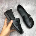 Nicole | Damskie wspierające buty skórzane, skórzane buty wsuwane | Erwnn | Czarny