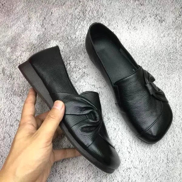 Nicole | Damskie wspierające buty skórzane, skórzane buty wsuwane | Erwnn | Czarny
