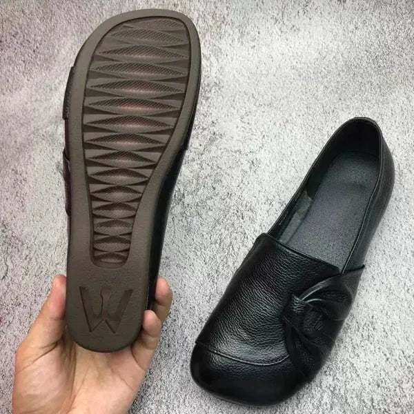 Nicole | Damskie wspierające buty skórzane, skórzane buty wsuwane | Erwnn | Czarny