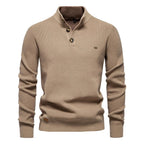 Oliver | Męski sweter bawełniany o klasycznym kroju, elegancki męski sweter | Erwnn | Khaki