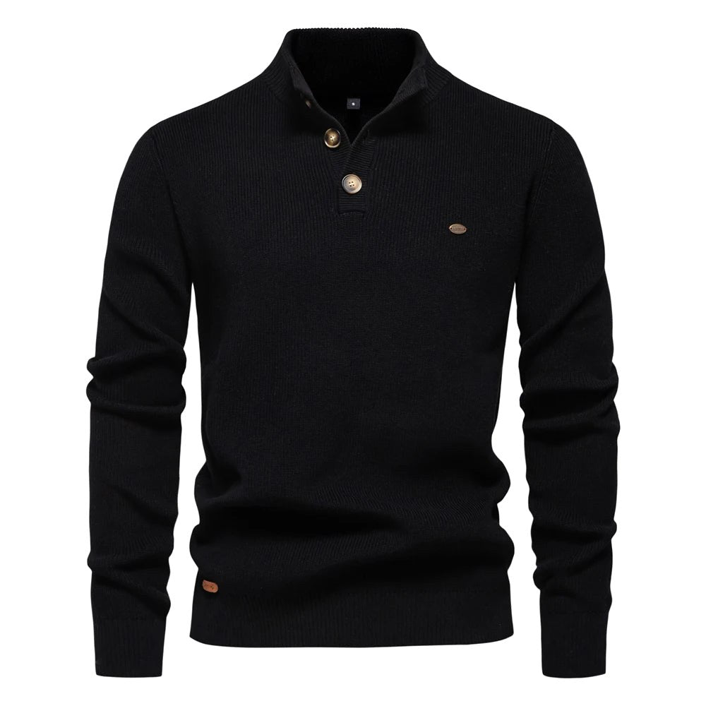 Oliver | Męski sweter bawełniany o klasycznym kroju, elegancki męski sweter | Erwnn | Khaki