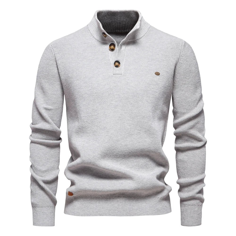 Oliver | Męski sweter bawełniany o klasycznym kroju, elegancki męski sweter | Erwnn | Khaki
