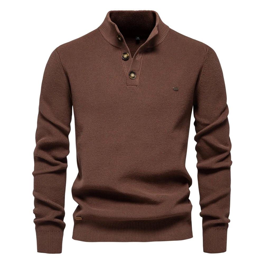 Oliver | Męski sweter bawełniany o klasycznym kroju, elegancki męski sweter | Erwnn | Khaki