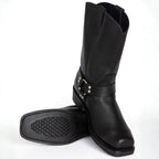 Oswin | Męskie kozaki kowbojskie za łydkę, buty kowbojskie w stylu harness | Erwnn | Brązowy