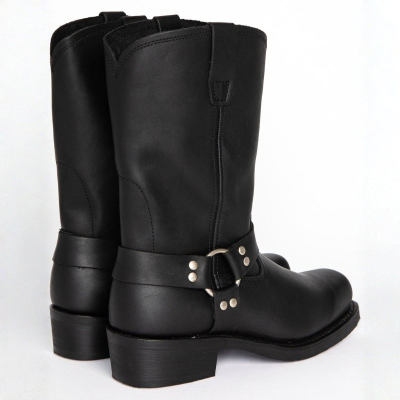 Oswin | Męskie kozaki kowbojskie za łydkę, buty kowbojskie w stylu harness | Erwnn | Brązowy