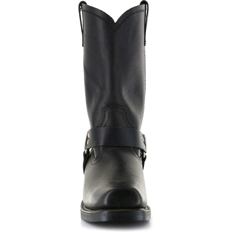 Oswin | Męskie kozaki kowbojskie za łydkę, buty kowbojskie w stylu harness | Erwnn | Czarny