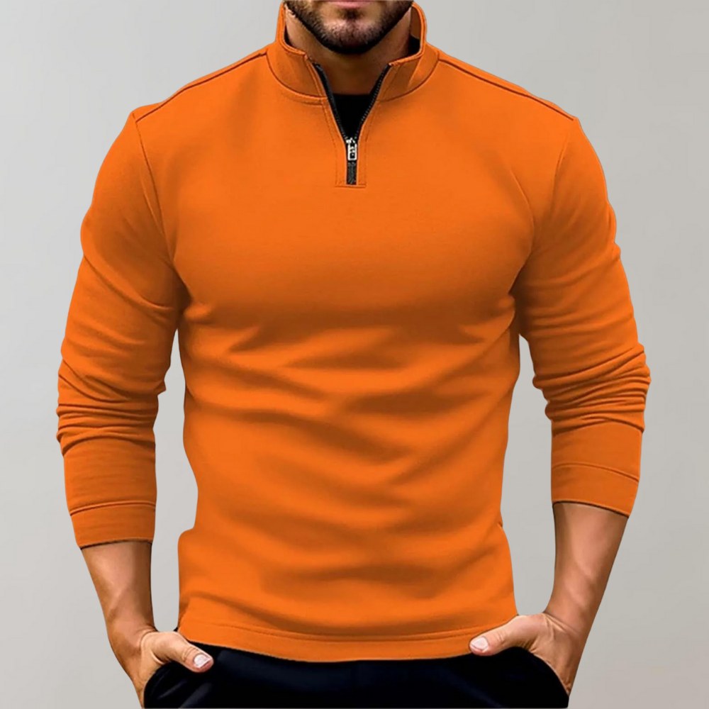 Otto | Męski sweter z zamkiem, wszechstronny sweter z dzianiny | Erwnn | Czarny