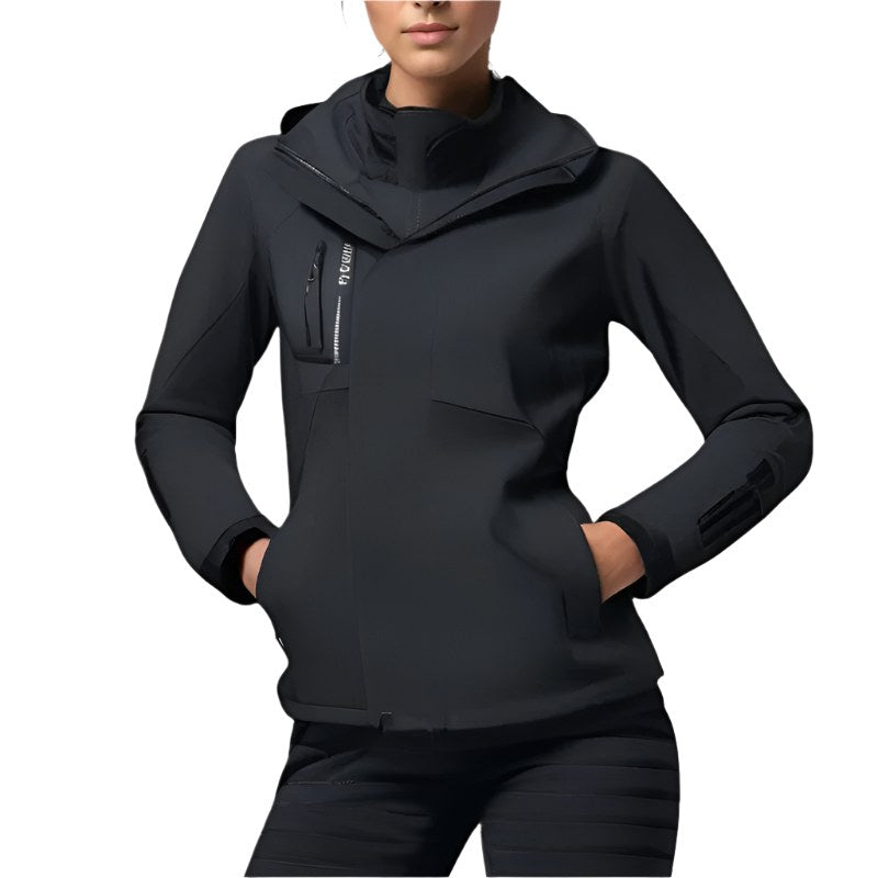 Patricia | Damska wodoodporna kurtka softshell, wiatroszczelny płaszcz sportowy | Erwnn | Czarny