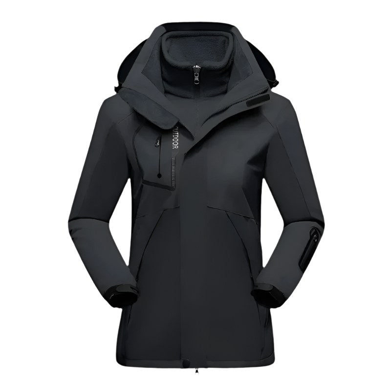 Patricia | Damska wodoodporna kurtka softshell, wiatroszczelny płaszcz sportowy | Erwnn | Czarny