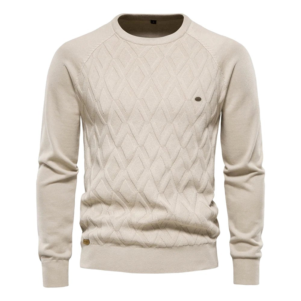 Patrick | Klasyczny męski sweter bawełniany, elegancki sweter codzienny | Erwnn | Brązowy