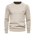 Patrick | Klasyczny męski sweter bawełniany, elegancki sweter codzienny | Erwnn | Brązowy