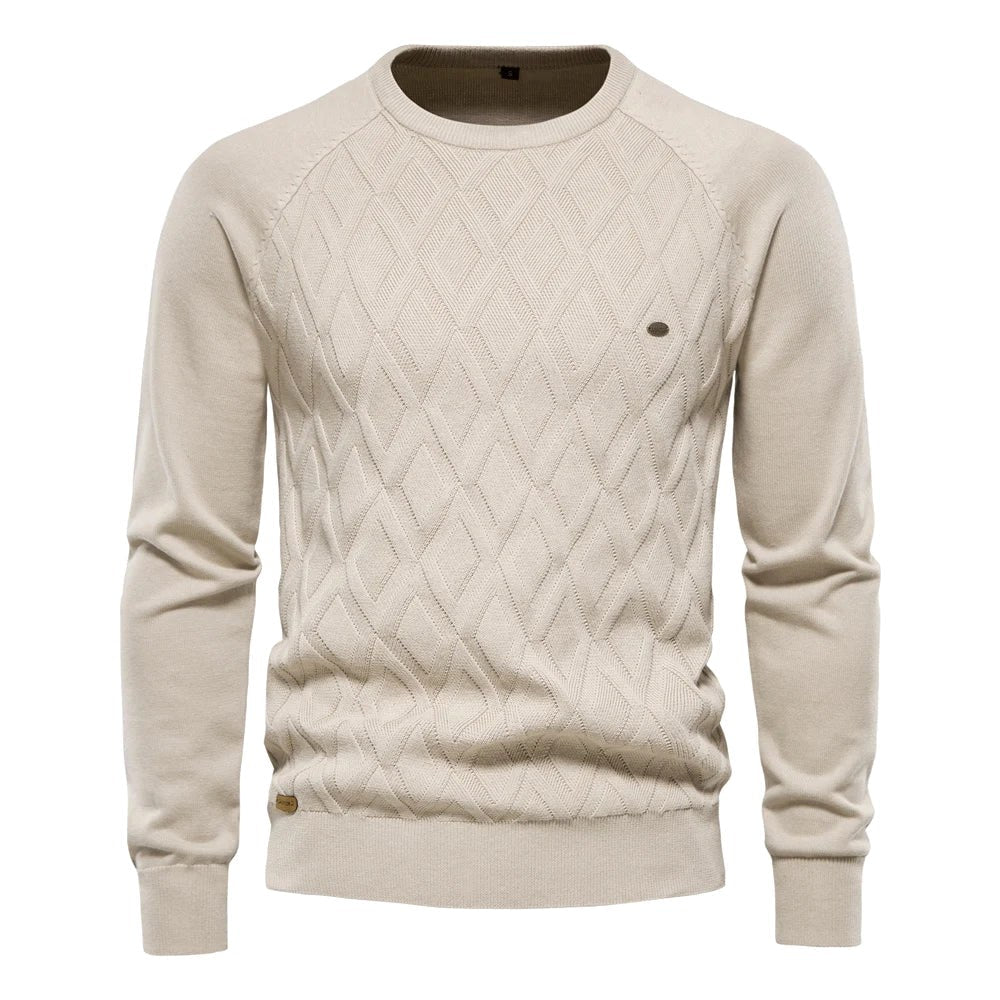 Patrick | Klasyczny męski sweter bawełniany, elegancki sweter codzienny | Erwnn | Brązowy