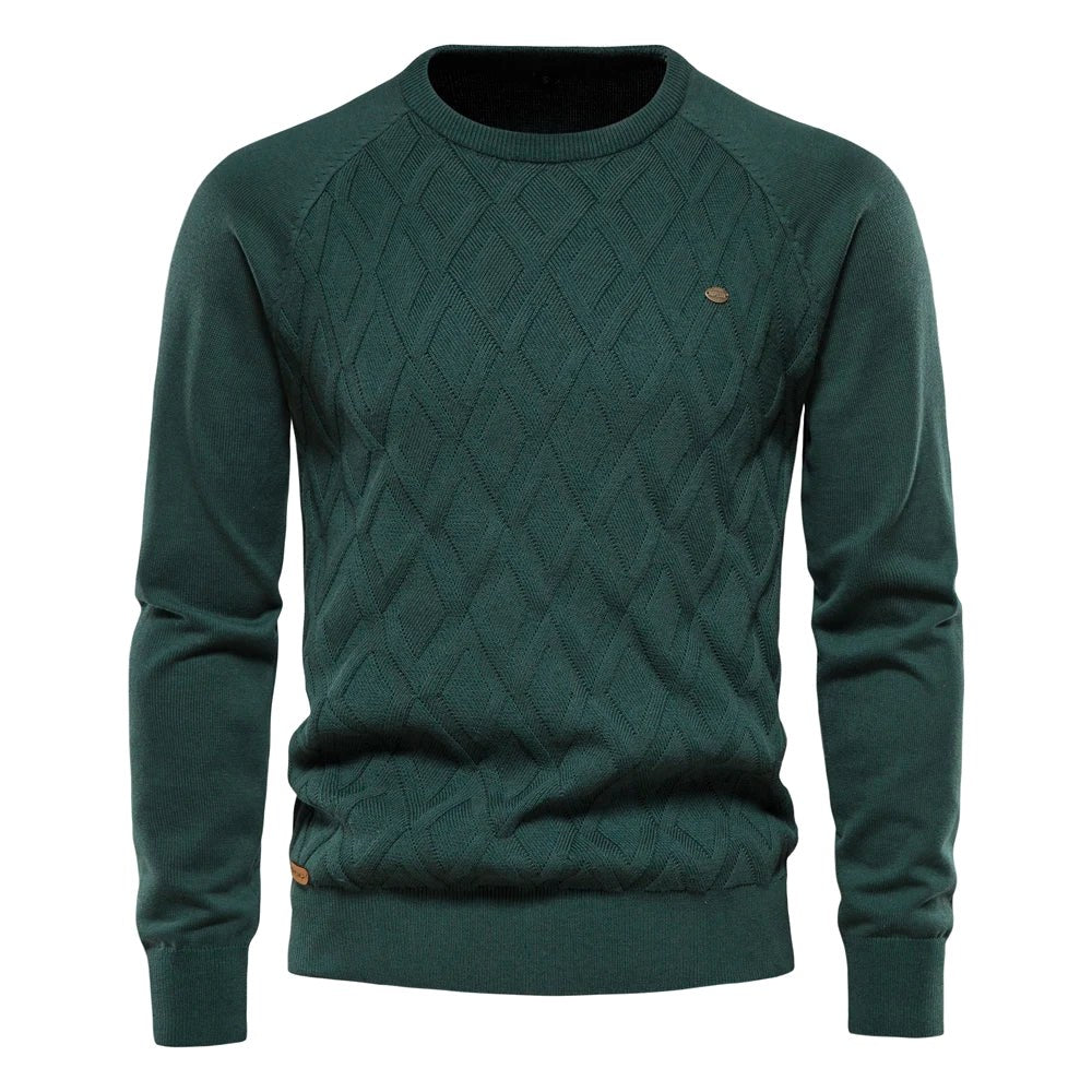Patrick | Klasyczny męski sweter bawełniany, elegancki sweter codzienny | Erwnn | Brązowy