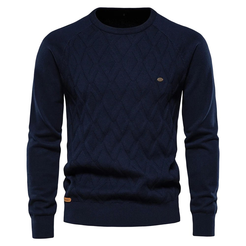 Patrick | Klasyczny męski sweter bawełniany, elegancki sweter codzienny | Erwnn | Brązowy