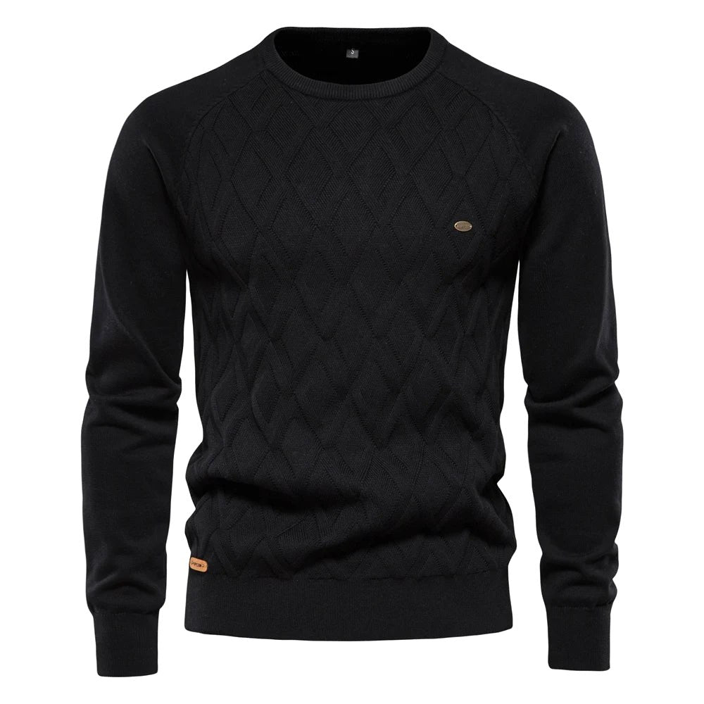 Patrick | Klasyczny męski sweter bawełniany, elegancki sweter codzienny | Erwnn | Khaki