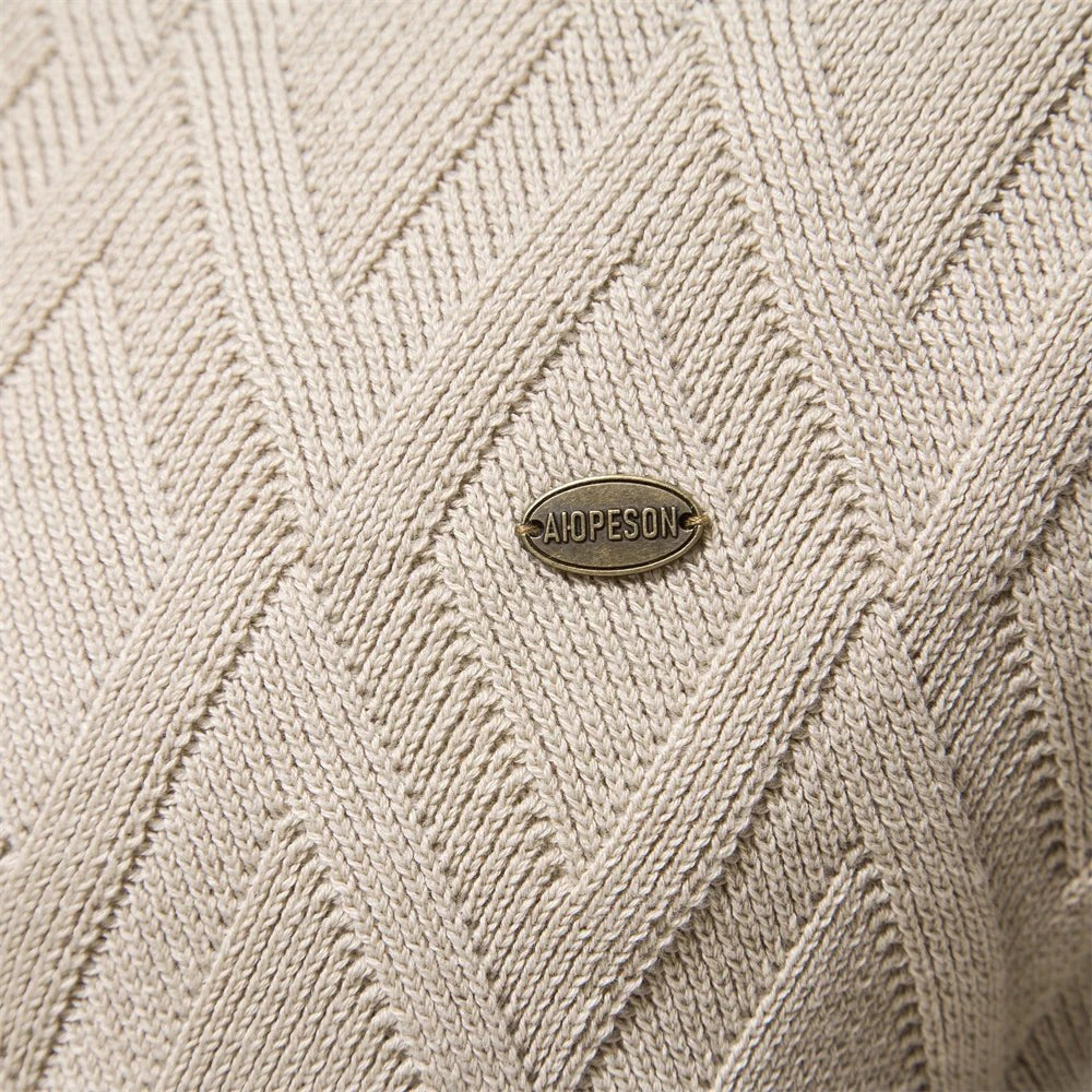 Patrick | Klasyczny męski sweter bawełniany, elegancki sweter codzienny | Erwnn | Khaki
