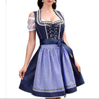 Adela | Damska sukienka w kratę w stylu bawarskim z gorsetowym wiązaniem i koronką, sukienka midi na Oktoberfest | Erwnn