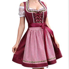 Adela | Damska sukienka w kratę w stylu bawarskim z gorsetowym wiązaniem i koronką, sukienka midi na Oktoberfest | Erwnn
