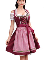 Adela | Damska sukienka w kratę w stylu bawarskim z gorsetowym wiązaniem i koronką, sukienka midi na Oktoberfest | Erwnn