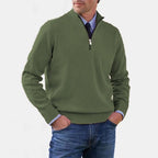 Reinhard | Męski sweter z zamkiem i lekkim ociepleniem, elegancki sweter z dzianiny | Erwnn | Szary