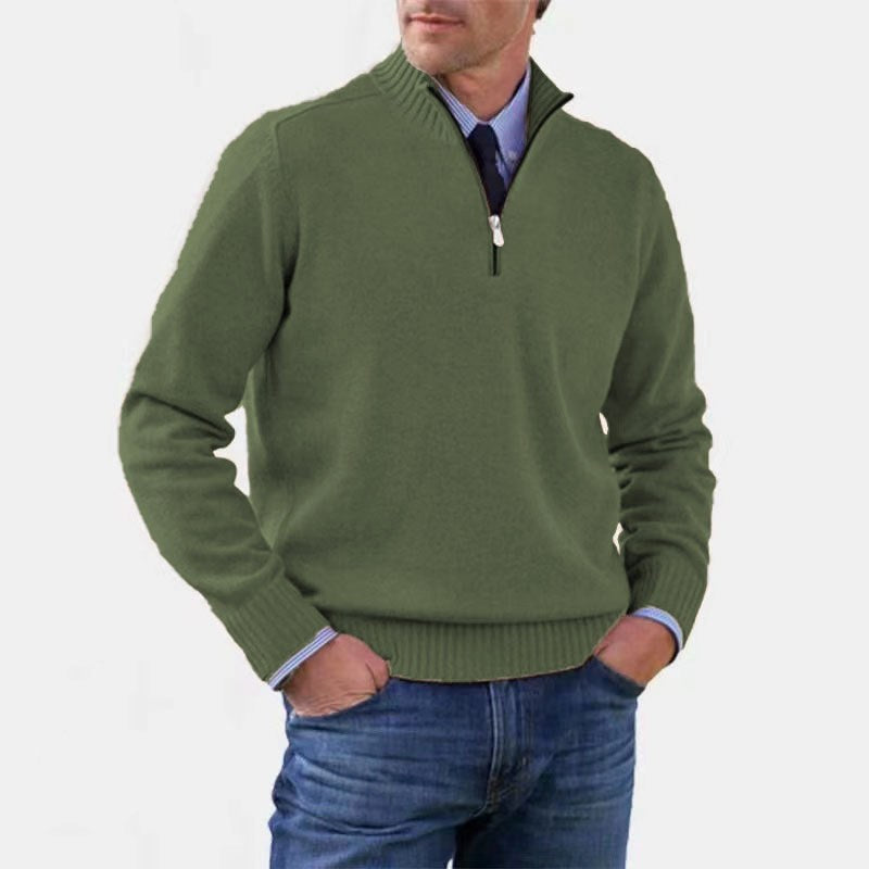Reinhard | Męski sweter z zamkiem i lekkim ociepleniem, elegancki sweter z dzianiny | Erwnn | Szary