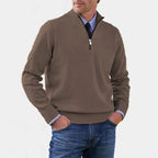 Reinhard | Męski sweter z zamkiem i lekkim ociepleniem, elegancki sweter z dzianiny | Erwnn | Szary