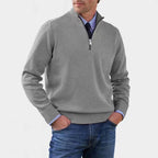 Reinhard | Męski sweter z zamkiem i lekkim ociepleniem, elegancki sweter z dzianiny | Erwnn | Czerwony