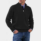 Reinhard | Męski sweter z zamkiem i lekkim ociepleniem, elegancki sweter z dzianiny | Erwnn | Czerwony