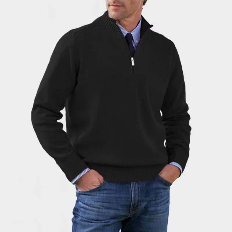 Reinhard | Męski sweter z zamkiem i lekkim ociepleniem, elegancki sweter z dzianiny | Erwnn | Czerwony
