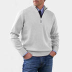Reinhard | Męski sweter z zamkiem i lekkim ociepleniem, elegancki sweter z dzianiny | Erwnn | Czerwony