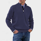 Reinhard | Męski sweter z zamkiem i lekkim ociepleniem, elegancki sweter z dzianiny | Erwnn | Czerwony