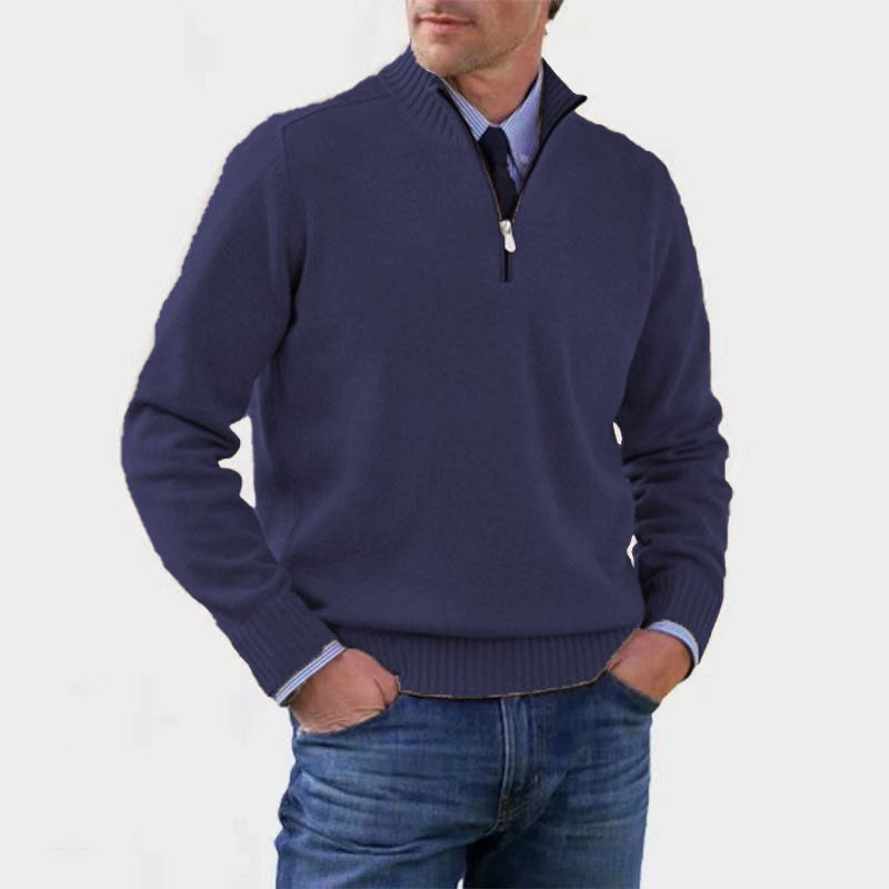 Reinhard | Męski sweter z zamkiem i lekkim ociepleniem, elegancki sweter z dzianiny | Erwnn | Czerwony
