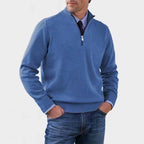 Reinhard | Męski sweter z zamkiem i lekkim ociepleniem, elegancki sweter z dzianiny | Erwnn | Czerwony