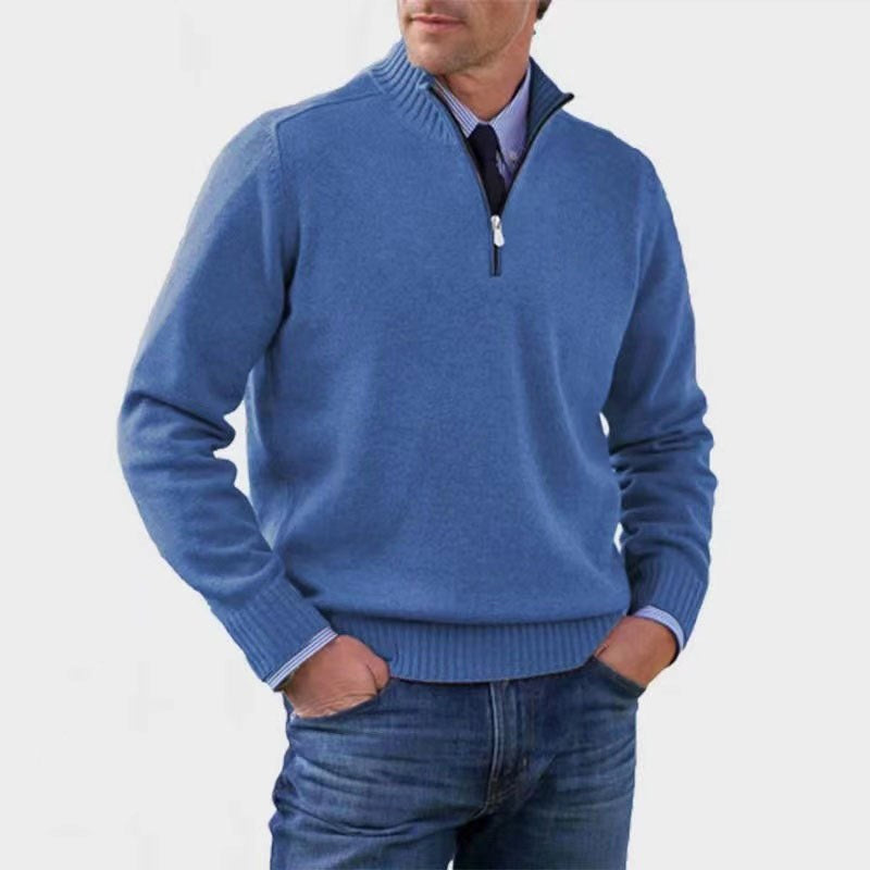 Reinhard | Męski sweter z zamkiem i lekkim ociepleniem, elegancki sweter z dzianiny | Erwnn | Czerwony