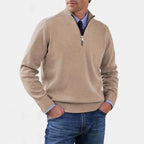 Reinhard | Męski sweter z zamkiem i lekkim ociepleniem, elegancki sweter z dzianiny | Erwnn | Szary