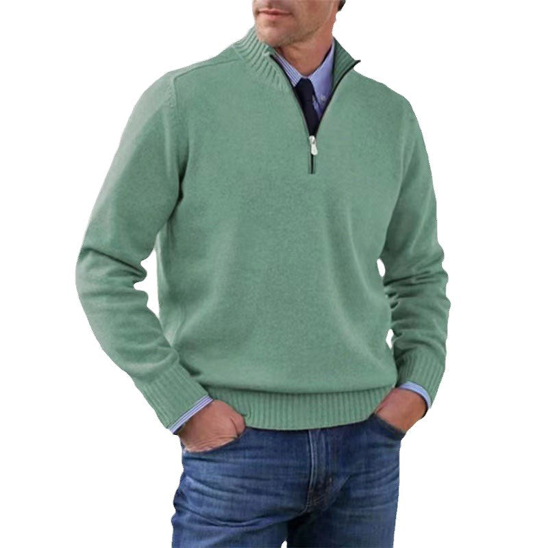 Reinhard | Męski sweter z zamkiem i lekkim ociepleniem, elegancki sweter z dzianiny | Erwnn | Szary