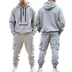 Robert | Sportowy męski dres z kapturem, ciepły zestaw zimowy | Erwnn | Ciemny szary