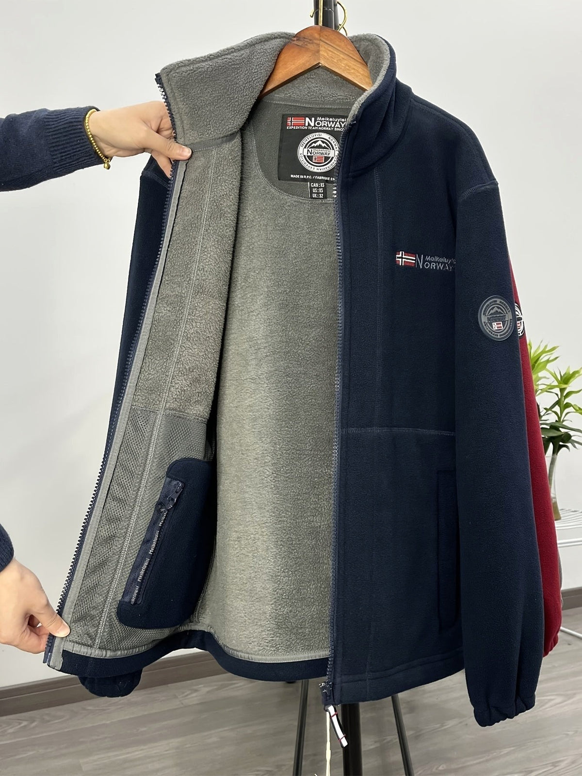 Rudolf | Męska bluza polarowa z kołnierzem, bluza polarowa outdoorowa | Erwnn | Czerwony