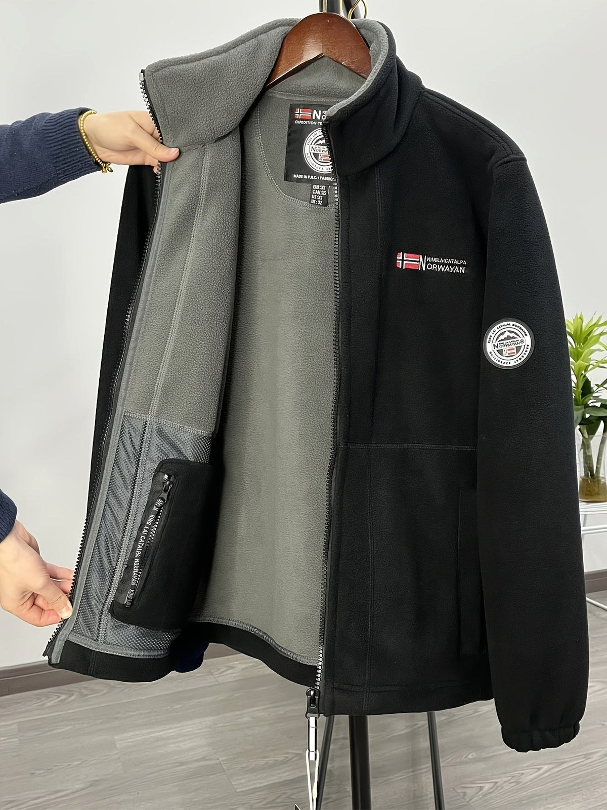 Rudolf | Męska bluza polarowa z kołnierzem, bluza polarowa outdoorowa | Erwnn | Khaki